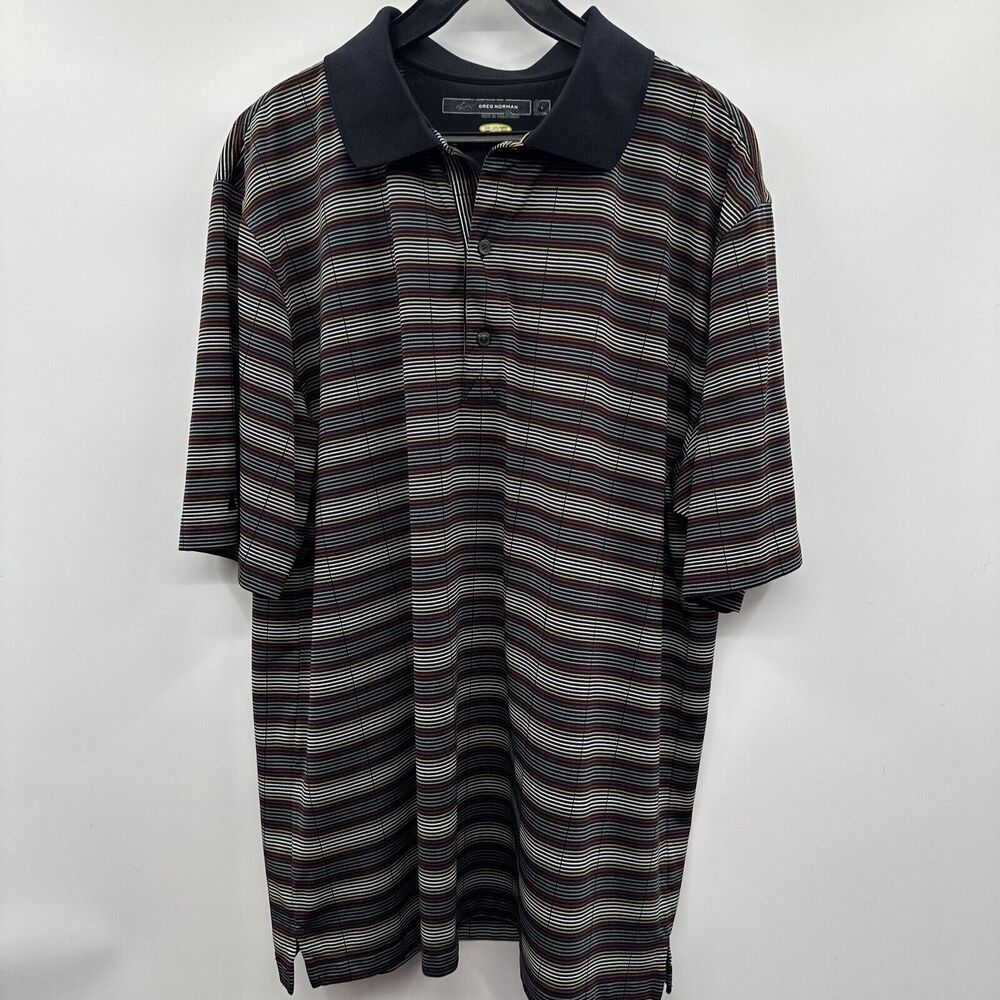 Greg Norman Golf Shirt Large L Men Multi Color Play Dry Button Polyester Polo